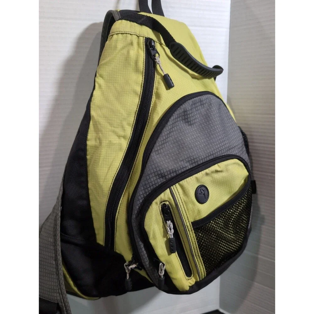 LL BEAN SLING BAG BACKPACK YELLOW/BLACK NYLON OVER THE SHOULDER BACK TO SCHOOL